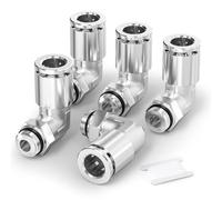 TAILONZ PNEUMATIC Coude 6mm OD Tube x 1/4 Inch BSP Filetage Push to Connect Raccords Cuivre Nickelé TPL6-02 (Pack de 5)