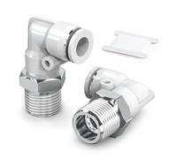 TAILONZ PNEUMATIC Coude blanc fileté mâle 6 mm OD x 1/4 BSP raccords enfichables PL6-02 (pack de 2)