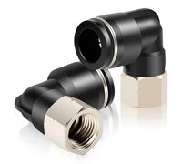 TAILONZ PNEUMATIC Coude femelle 10mm OD tube x 3/8 pouce BSP filetage pousser pour raccorder Raccords PLF10-03(Pack de 2)