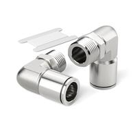 Tailonz Pneumatic Coude mâle en acier inoxydable 304 - Tube de 9,5 mm OD x 12,7 mm NPT - Raccord de tube PL-3/8-N4 (lot de 2)