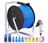 TAILONZ PNEUMATIC Enrouleur de tuyau d'air de 0,95 cm x 20,8 m, tuyau de ponçage revêtu de pixels avec filetage NPT de 0,6 cm, kit de tubes à air, tuyau d'air max 160 psi