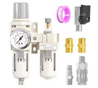 TAILONZ PNEUMATIC - Filtre à air 1/2 » BSP - Régulateur de pression - Séparateur eau/huile - Combo (0-1MPA),Filtre pour compresseur d'outils pneumatiques avec manomètre AC4010-04(Drainage manuel)