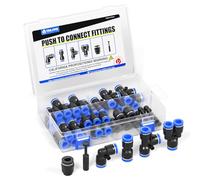 TAILONZ PNEUMATIC Kit de raccords pneumatiques à pousser de 5/32 pouces OD 10 séparateurs + 10 coudes + 10 tés + 10 droits + 10 PPF + 10 PP (60 pièces)