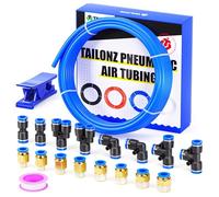 Tailonz Pneumatic Kit de tuyau d'air en polyuréthane, diamètre extérieur 8 mm, diamètre intérieur 5 mm, longueur 32 m, bleu