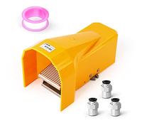 TAILONZ PNEUMATIC Kit de valve de pédale pneumatique NPT 1/4" 5 voies 2 positions en caoutchouc antidérapant 4F210-08LG (avec verrouillage) avec raccords pneumatiques de 6 mm avec bouclier de protection