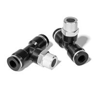 Tailonz Pneumatic Lot de 2 raccords mâles en T 6 mm OD x 1/4" NPT à pousser pour connecter les raccords PT6-N2