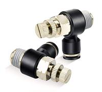 Tailonz Pneumatic Lot de 3 valves de contrôle de débit d'air SL-1/4-N3 à pousser pour connecter une conduite d'air - Valve de contrôle de la vitesse de l'air de 0,63 cm - Diamètre extérieur de 0,95 cm - Coude de 90 degrés