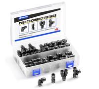 TAILONZ Pneumatic Lot de 40 raccords pneumatiques noirs de 0,6 cm avec 10 répartiteurs + 10 angles + 10 T + 10 raccords droits