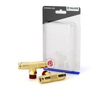 TAILONZ PNEUMATIC Lot de 5 raccords de tuyau de frein à air PTT PT-1/4-N2 en T en laiton de type poussoir pour voitures, camions, systèmes de freinage à air, etc