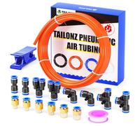 TAILONZ PNEUMATIC Orange 10mm OD 6.5mm ID Polyurethane PU Air Hose Tube Kit 10 Meter 32.8ft