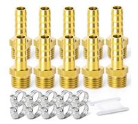 TAILONZ PNEUMATIC Raccord cannelé en laiton pour tuyau -8mm cannelé vers adaptateur mâle BSP 1/4 pouce（Pack de 10）