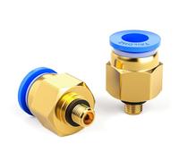 TAILONZ PNEUMATIC Raccord droit mâle bleu 4 mm de diamètre extérieur x filetage M5 à connexion rapide PC4-M5 (lot de 2)