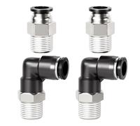 TAILONZ PNEUMATIC Raccords coudés et droits pour tubes 10MM OD x 1/4 pouce BSP PC10-02+PL10-02(Pack de 4)