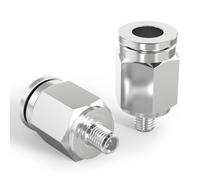 TAILONZ PNEUMATIC Raccords en acier inoxydable 304 mâles droits pour tubes de 6 mm de diamètre extérieur x filetage M6, à enfoncer PC6-M6 (paquet de 2)