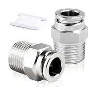 TAILONZ PNEUMATIC Raccords mâles droits en acier inoxydable 304 pour tubes de 10 mm de diamètre extérieur x 3/8 BSP PC10-03 (paquet de 2)