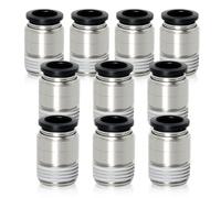 TAILONZ PNEUMATIC Raccords mâles droits et ronds pour tubes de 8mm OD x 1/8 Inch BSP POC8-01 (Pack de 10)