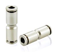 TAILONZ PNEUMATIC Raccords rapides droits de 8mm en laiton nickelé Raccords push-lock unis Raccords pour tubes pneumatiques Raccords pour tubes pneumatiques PU-8 (Lot de 2)