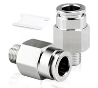 TAILONZ PNEUMATIC Tube droit mâle 10mm OD x 1/8 pouce filetage BSP Raccords Push to Connect Cuivre nickelé TPC10-01 (Pack de 5)