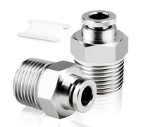 TAILONZ PNEUMATIC Tube droit mâle 10mm OD x filetage BSP 1/2 pouce Raccords Push to Connect Cuivre nickelé TPC10-04 (Pack de 5)