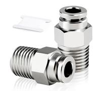 TAILONZ PNEUMATIC Tube droit mâle 12mm OD x 1/2 Inch Filetage BSP Raccords Push to Connect Cuivre Nickelé TPC12-04 (Pack de 5)