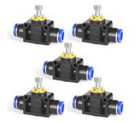 TAILONZ PNEUMATIC Vanne de régulation de débit d'air avec raccord instantané, régulateur de vitesse en ligne Raccord union droit - Tube 4MM OD x 4MM OD LSA-4 （Pack of 5）