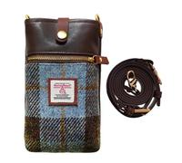TAILORMAP Harris Tweed Sac à bandoulière fait main pour téléphone portable pour femme avec tissu en cuir microfibre et laine, N° 176, Tartan écossais