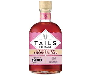 Tails Cocktails Raspberry Cosmopolitan, cocktail prêt à boire, préparé avec de la vodka 42BELOW, pour réaliser 4 cocktails de qualité professionnelle en quelques secondes, 14,9 % vol., 50 cl/500 ml
