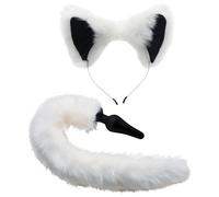 TAILZ - Ensemble plug anal queue de renard blanche (noir-blanc)