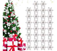 TaimeiMao 30Pcs Fleurs de Noël Artificielles pour Sapin - Décorations pour Le Nouvel An (Argent)