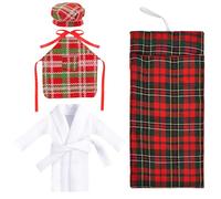 TaimeiMao Accessoires de poupée d'elfes de Noël, vêtements d'elfe de Noël, avec Sac de Couchage, Peignoir Blanc, Tablier, Toque, poupée d'elfe, Mini Accessoires de Costume