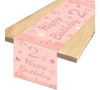 TaimeiMao Chemin de Table Or Rose pour Le 2e Anniversaire,180x35cm | Nappe Colorée Happy Birthday, Décoration de Table pour Anniversaires, pour Filles et Garçons