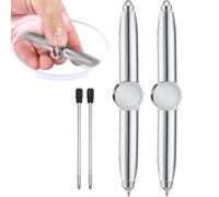 TaimeiMao Spinner Stylo Avec Lumière LED Inscriptible, 2Pcs Fidget Pen Swivel Pen Stylo Métallique à Rotation Fidget pour Enfant Adolescent Étudiant Détendez-Vous Humeur Facilité Anxiété (Argenté)