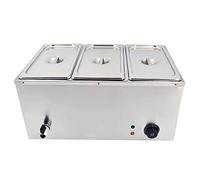 TAIMIKO Bain Marie électrique en Acier Inoxydable 220V Chauffe-Plats Professionnel Commercial avec 3 Bacs Casseroles avec Robinet de vidange Contrôle de la température