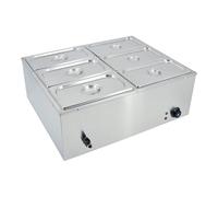 TAIMIKO Bain Marie électrique en Acier Inoxydable 220V Chauffe-Plats Professionnel Commercial avec 6 Bacs Casseroles avec Robinet de vidange Contrôle de la température