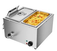 TAIMIKO Bain Marie Électrique Professionnel 2 Bacs en Acier Inoxydable 220V Chauffe-Plats Professionnel Chocolat Fondoir Commercial avec 2 x 1/3 casseroles