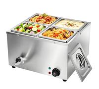TAIMIKO Bain Marie électrique Professionnel avec Robinet Chauffe-Plat 4x1/6 | Acier Inoxydable Cuiseur pour Chocolat Fondoir 220V Chauffe-Plats Professionnel Commercial avec 4 x 1/6 Casseroles