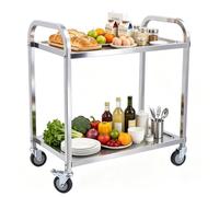 TAIMIKO Chariot de Service Desserte Cuisine à roulettes 2 Plateaux INOX 75x40x83.5cm