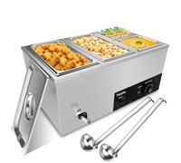 TAIMIKO Chauffe-Aliments électrique - avec Bouton Anti-brûlure et de réinitialisation Anti-brûlure à Sec 1500 W, récipient de Buffet en Acier Inoxydable, température réglable de 0 à 85 °C pour