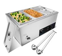 TAIMIKO Commercial Bain Marie - Buffet en Acier Inoxydable avec Bouton Anti-brûlure et réinitialisation à Sec, Chauffe-Aliments électrique, comptoir Professionnel, température réglable de 0 à 85 °C