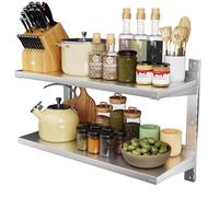 TAIMIKO Étagère Cuisine Inoxydable Réglable 100cm, 2 Niveaux Étagère Métallique Murale Amovible, Range Cuisine pour Organisateur et Rangement Restaurant, Bar, Maison, Garage et Buanderie