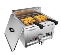 Taimiko Friteuse Electrique Commerciale de 22L Friteuse Professionnel Avec Panier à Frites en Acier Inoxydable et Couvercle, Friteuse de Cuisine à Frire, 5000 W, Sans Prise