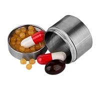 Tainless Steel Pill Container - Organiseur de pilules de voyage, stockage hermétique pour pilules et petits objets | Boîte à pilules pour clips, crochets, thé avec feuille en vrac, bidon étanche, pour