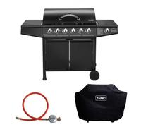 TAINO BASIC 6+1 Brûleurs Couverture du gril à gaz Set Régulateur BBQ Accessoires pour gril Noir
