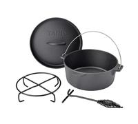 TAINO Dutch Oven 4L Fonte Ø 25cm Marmite à feu Levier de couvercle Accessoires de gril Marmite