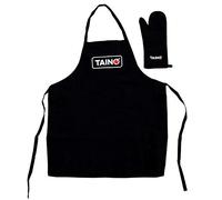 TAINO Ensemble de gants de barbecue avec tablier Noir, Noir , taille unique