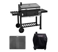 TAINO HERO XXL Kit barbecue au charbon de bois Housse de protection Plaque de cuisson Fumoir Chariot BBQ