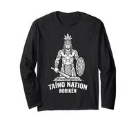 Taino Nation Warrior Drapeau portoricain Pride Boricua Boriken Manche Longue