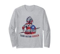Taino Nation Warroir Drapeau portoricain Pride Boricua Manche Longue