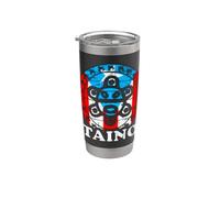 Taïno Soleil Symbole Coqui Cercle Porto Rico Drapeau Ciel Gobelet isotherme en acier inoxydable double paroi