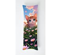 Tainrun Body Pillow Cover, Cat Long Pillow Case with Zipper, Decorations Double Sided Print Bolster Pillow Cases for Sofa Living Room Home Decor 20x53 inch Grass Flowers